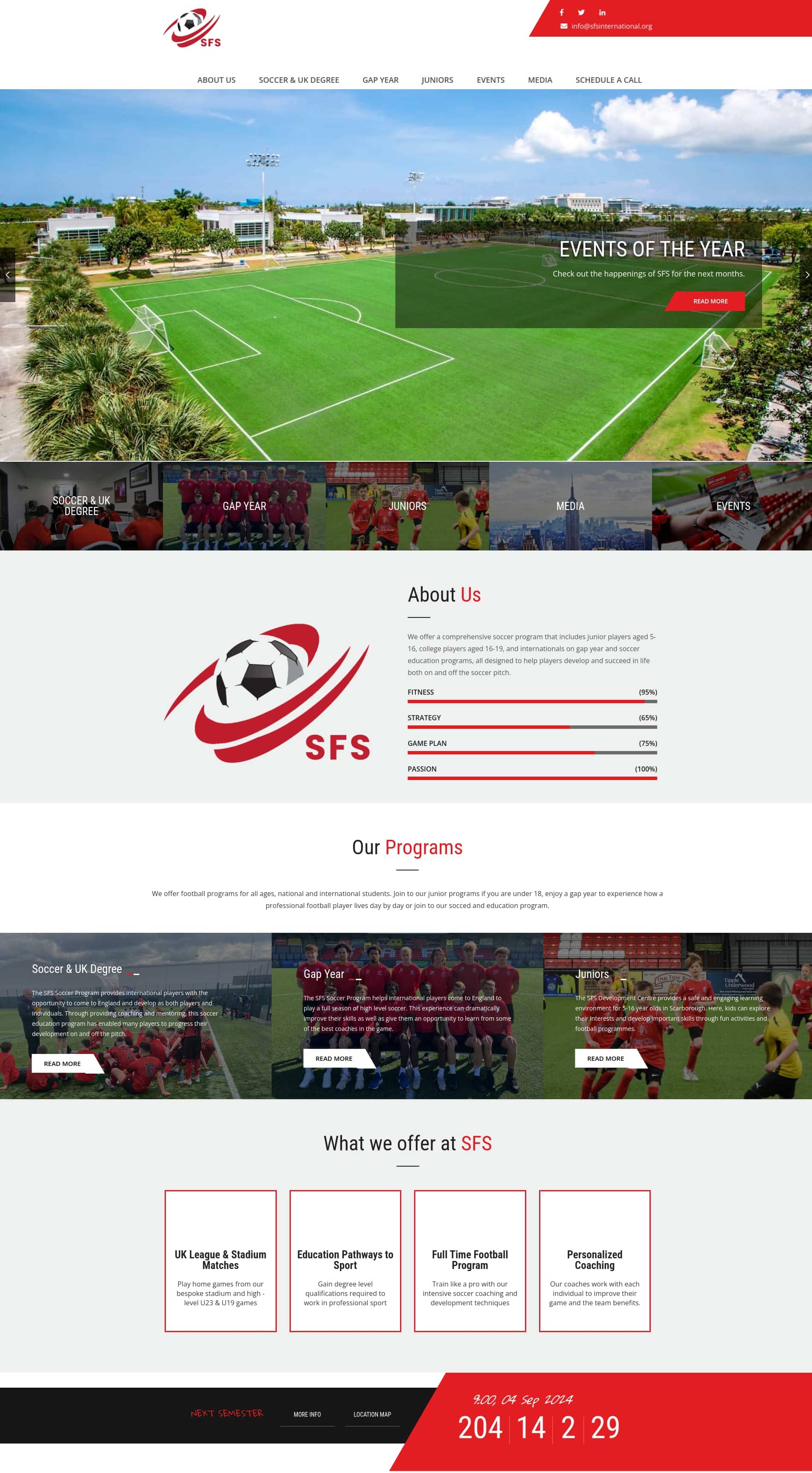 Screenshot of a Football Club website