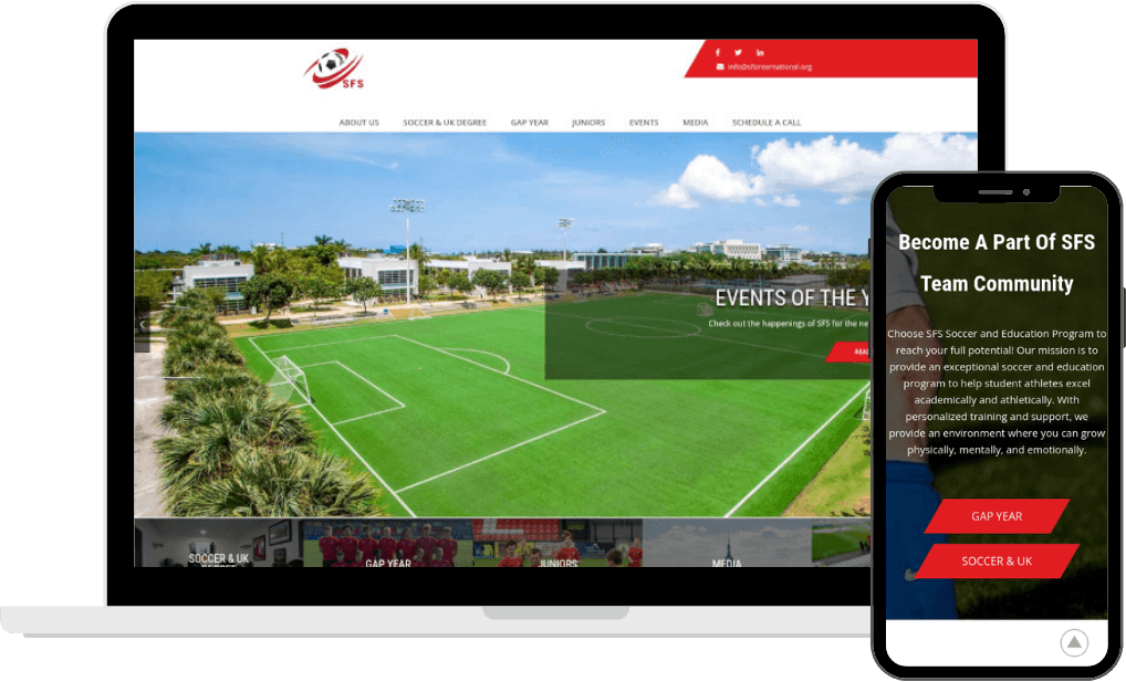 Mockup of a Football Club Website